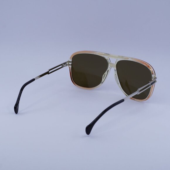 Gucci GG1105S 002 Sunglasses Transparent Orange/Silver Aviator Frame - Picture 9 of 10